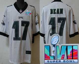 Men & Women & Youth Philadelphia Eagles #17 Nakobe Dean Limited White Super Bowl LVII Vapor Jersey,We sell and wholesale Men & Women & Youth Philadelphia Eagles #17 Nakobe Dean Limited White Super Bowl LVII Vapor Jersey on line form chian!